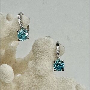 Blue topaz silver earrings